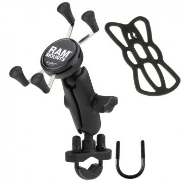 RAM Handlebar Rail Mount with Zinc Coated U-Bolt Base and Universal RAM® X-Grip® Phone Cradle
